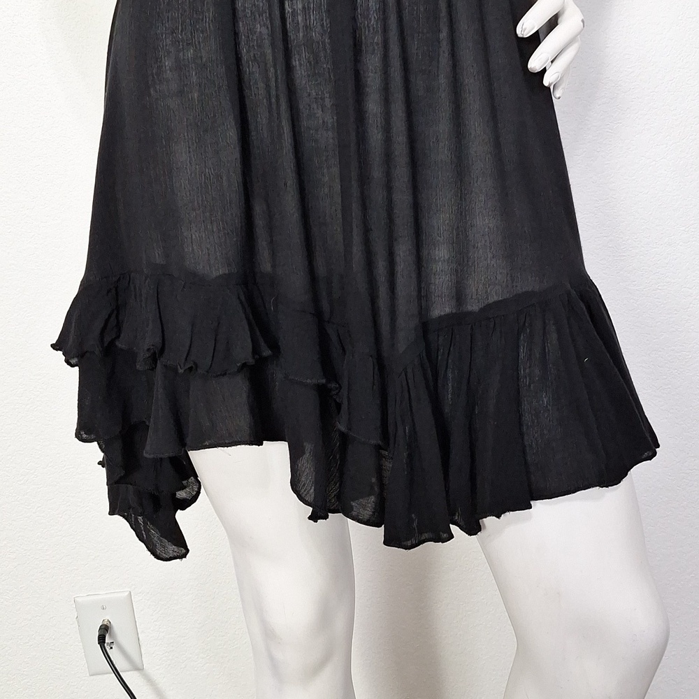 Free People "NEW" Black Adella Boho Whimsigoth Crochet Lace Slip Dress Size S - Picture 4 of 14